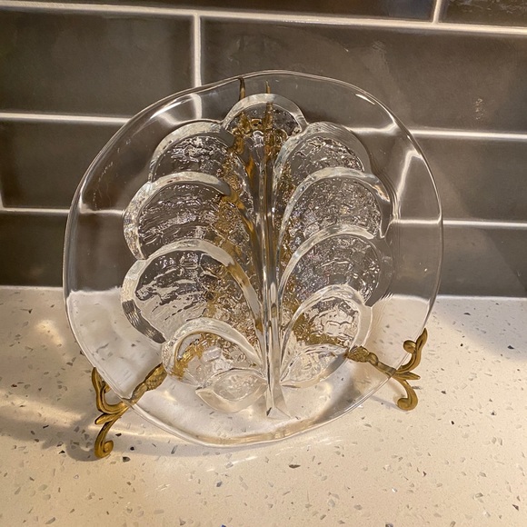 Vintage 9 Inch Orrefors Sweden Lars Hellsten Tree of Life Glass Server Plate EUC - Picture 2 of 6